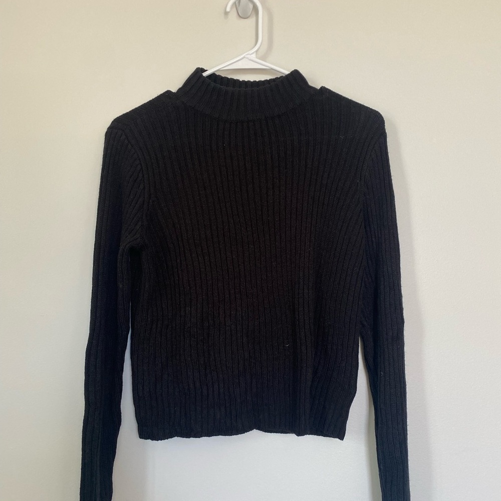 Divided Black Ribbed Sweater